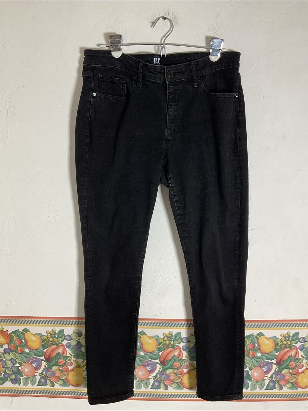 GAP Denim Mid Rise Curvy True Skinny Jeans Size 32 True Black